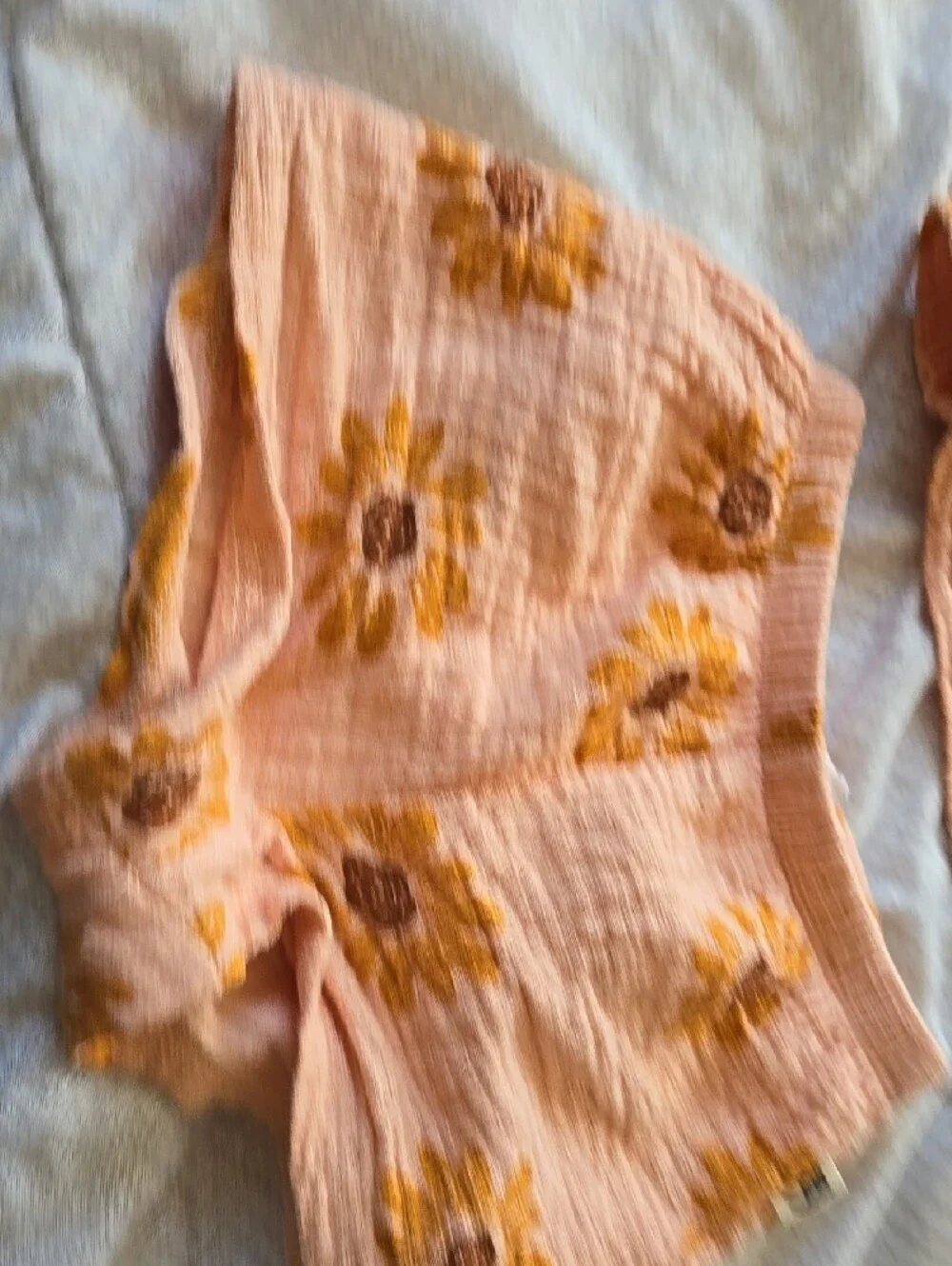 Girls Sunflower Cotton Tank & Shorts Set - Peach